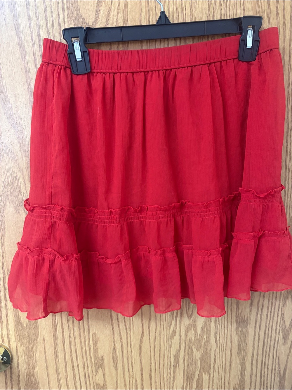 Abercrombie & Fitch Red Tiered Ruffle Mini Skirt